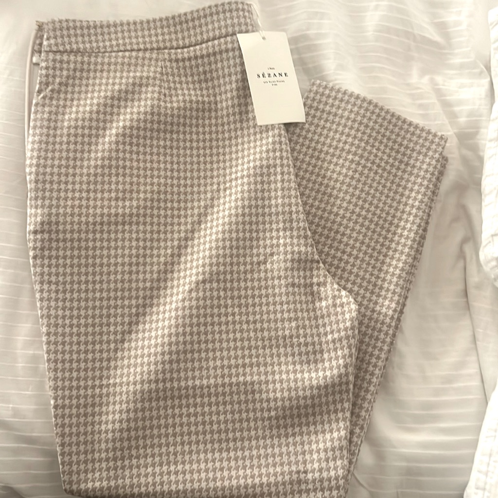 Sezane Clara Houndstooth Cropped Tailored Pants